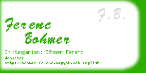 ferenc bohmer business card